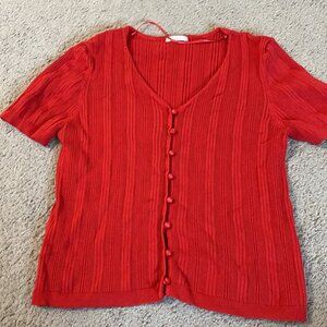 Japanese Uniqlo GU red knit ribbed sweater top